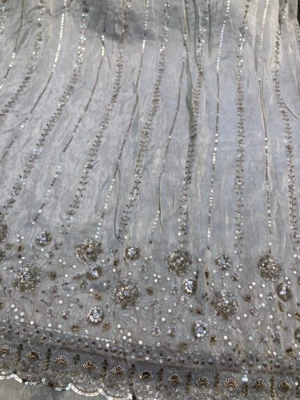 Pure cosmos silk heavy beads embroidery