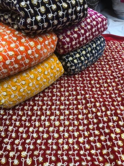 Pure velvet embroidered fabric