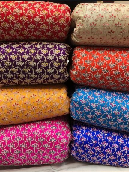 Saga silk royal embroidered fabric